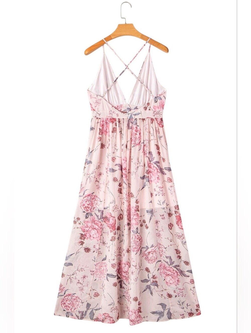 Blushing Peony Pink Floral Sleeveless Maxi Dress With V-Neck - Picture 11 of 11